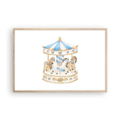 Plakat i ramme af lyst egetræ - Sød barndom - 91x61 cm
