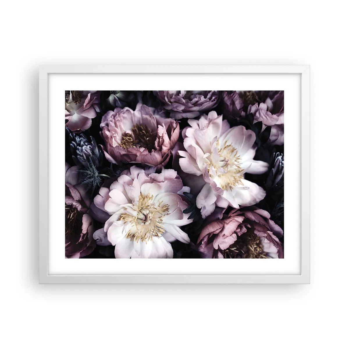 Plakat i hvid ramme - Gammeldags buket - 50x40 cm