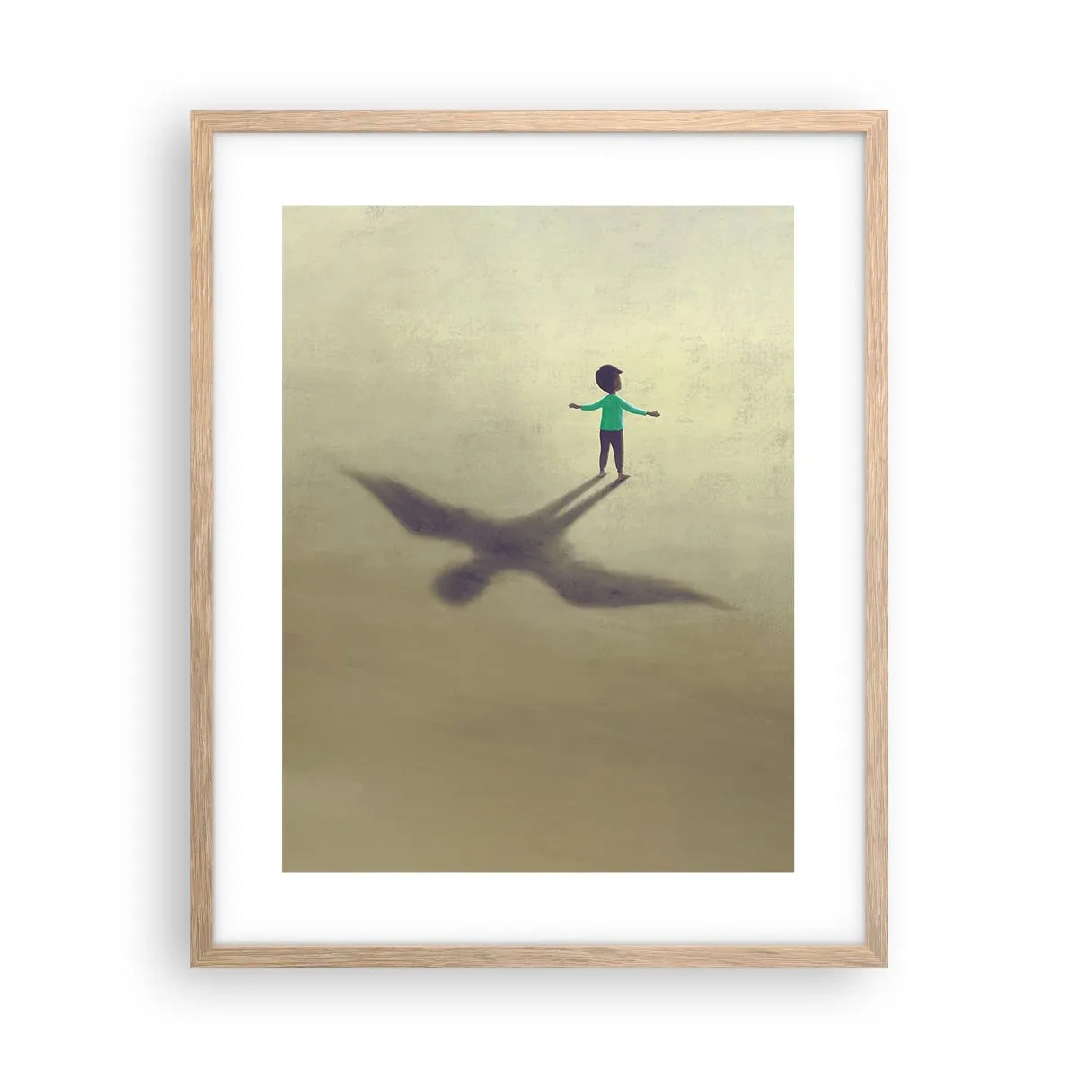 Plakat i ramme af lyst egetræ - Fremtidens helt - 40x50 cm