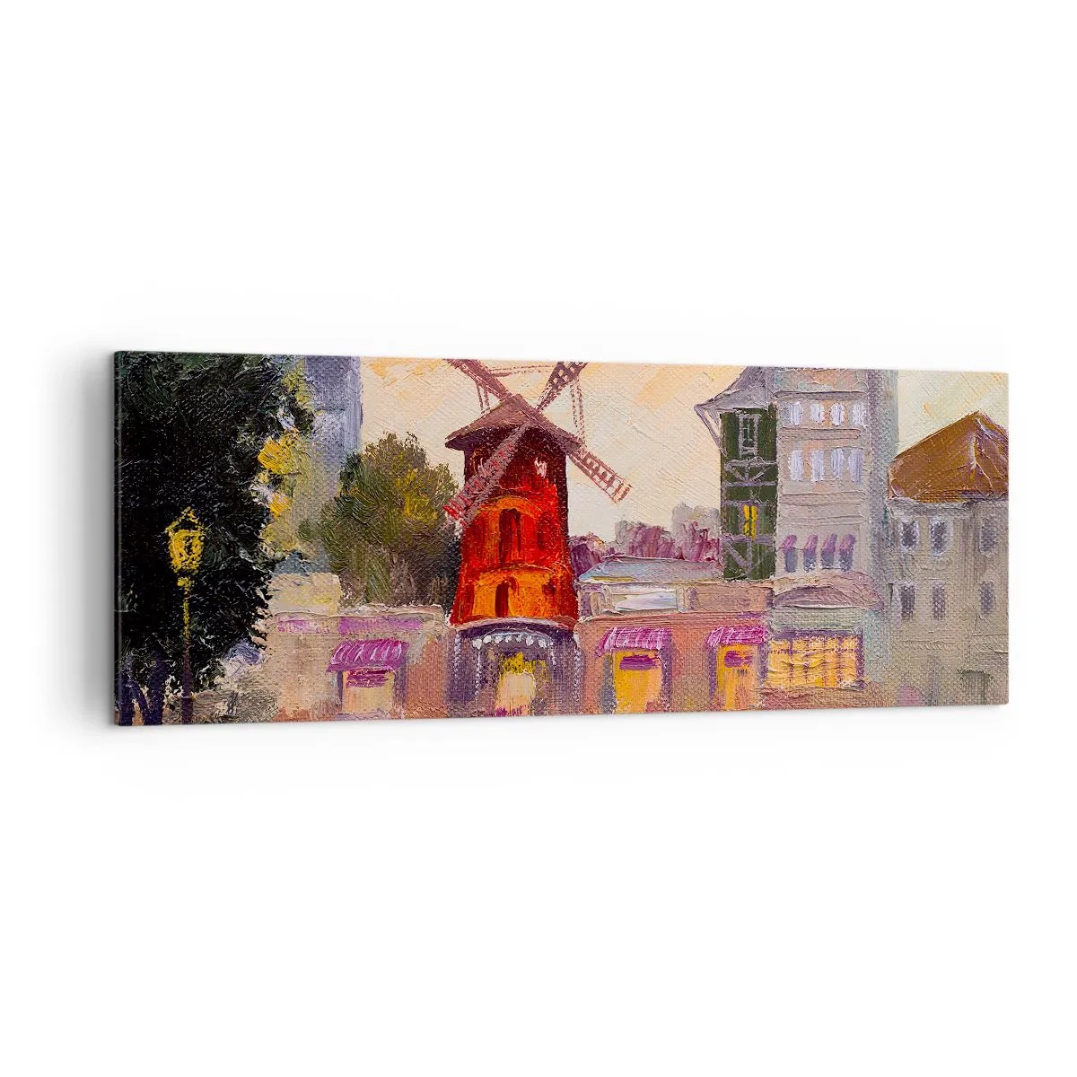 Lærredstryk - Billede på lærred - Parisiske ikoner - Moulin Rouge - 140x50 cm