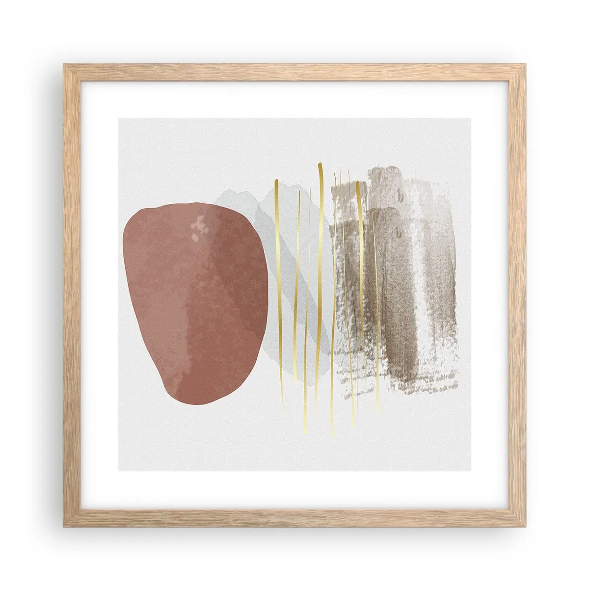 Plakat i ramme af lyst egetræ - Abstrakt kolonnade - 40x40 cm