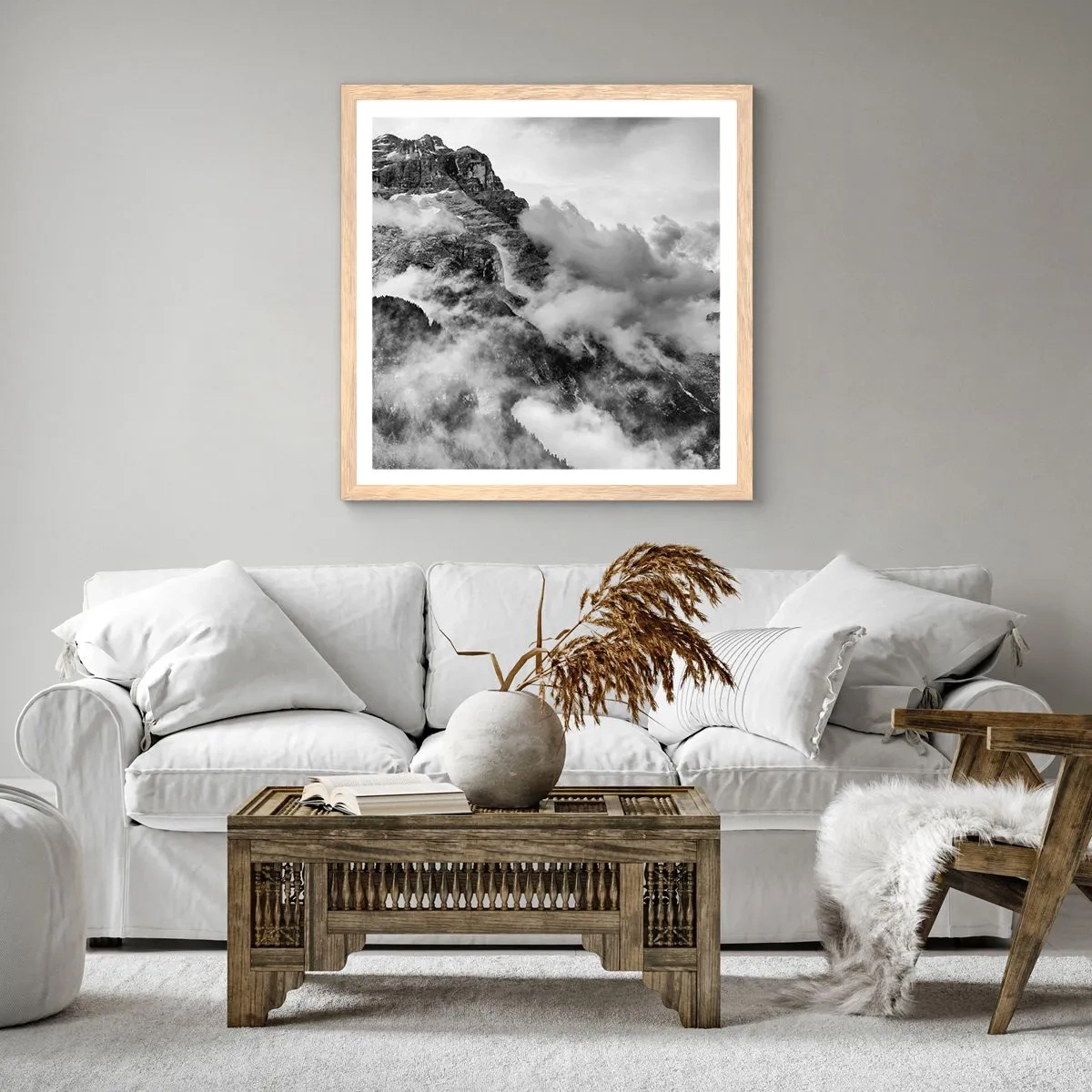 Plakat i ramme af lyst egetræ - Smukt og grusomt - 40x40 cm