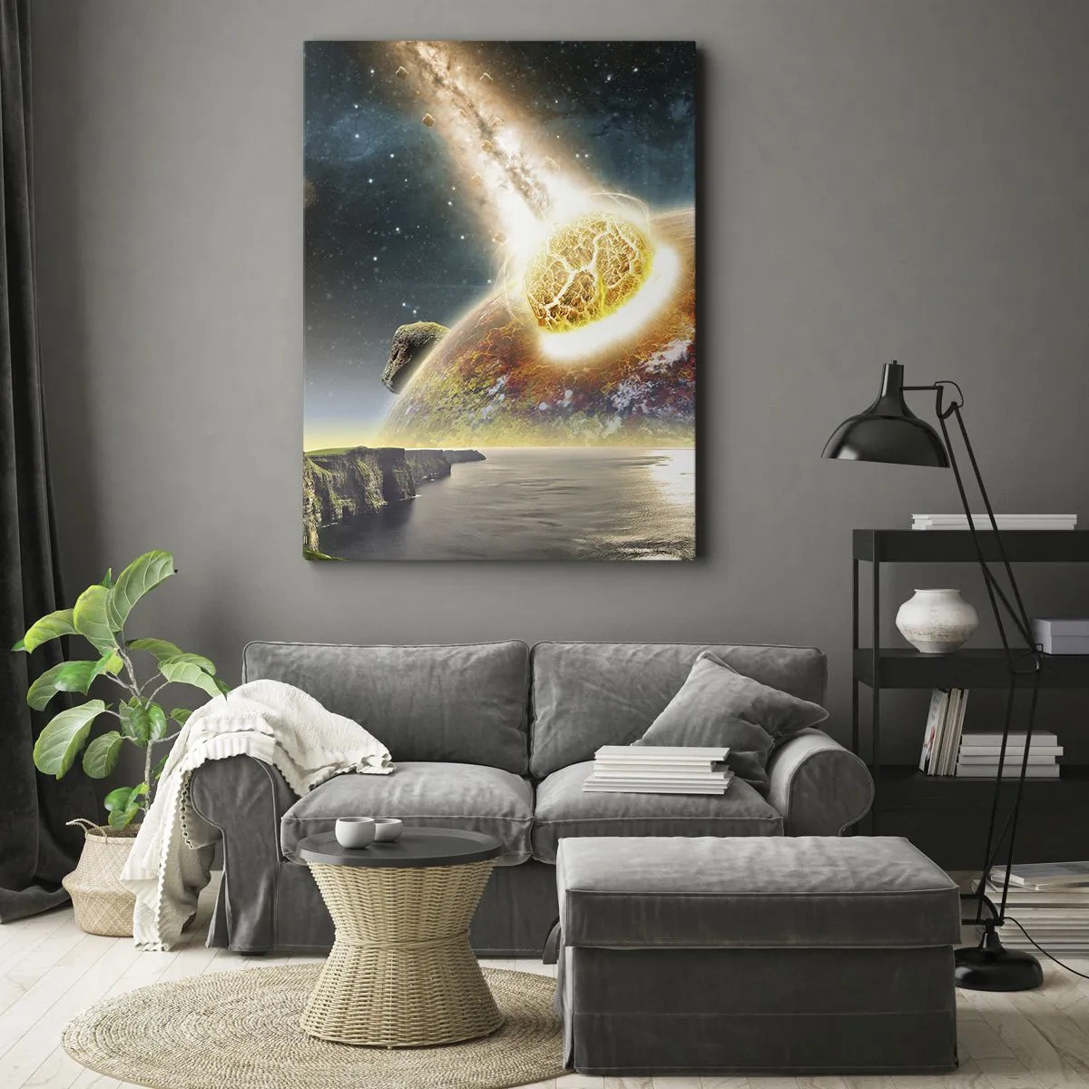 Lærredstryk - Billede på lærred - Kosmisk drama - 55x100 cm