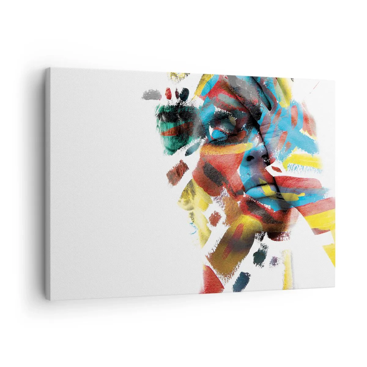 Lærredstryk - Billede på lærred - Abstrakt portræt i levende farver - 70x50cm - Farverig personlighed - Moderne vægdekoration til stue og soveværelse ARTTOR