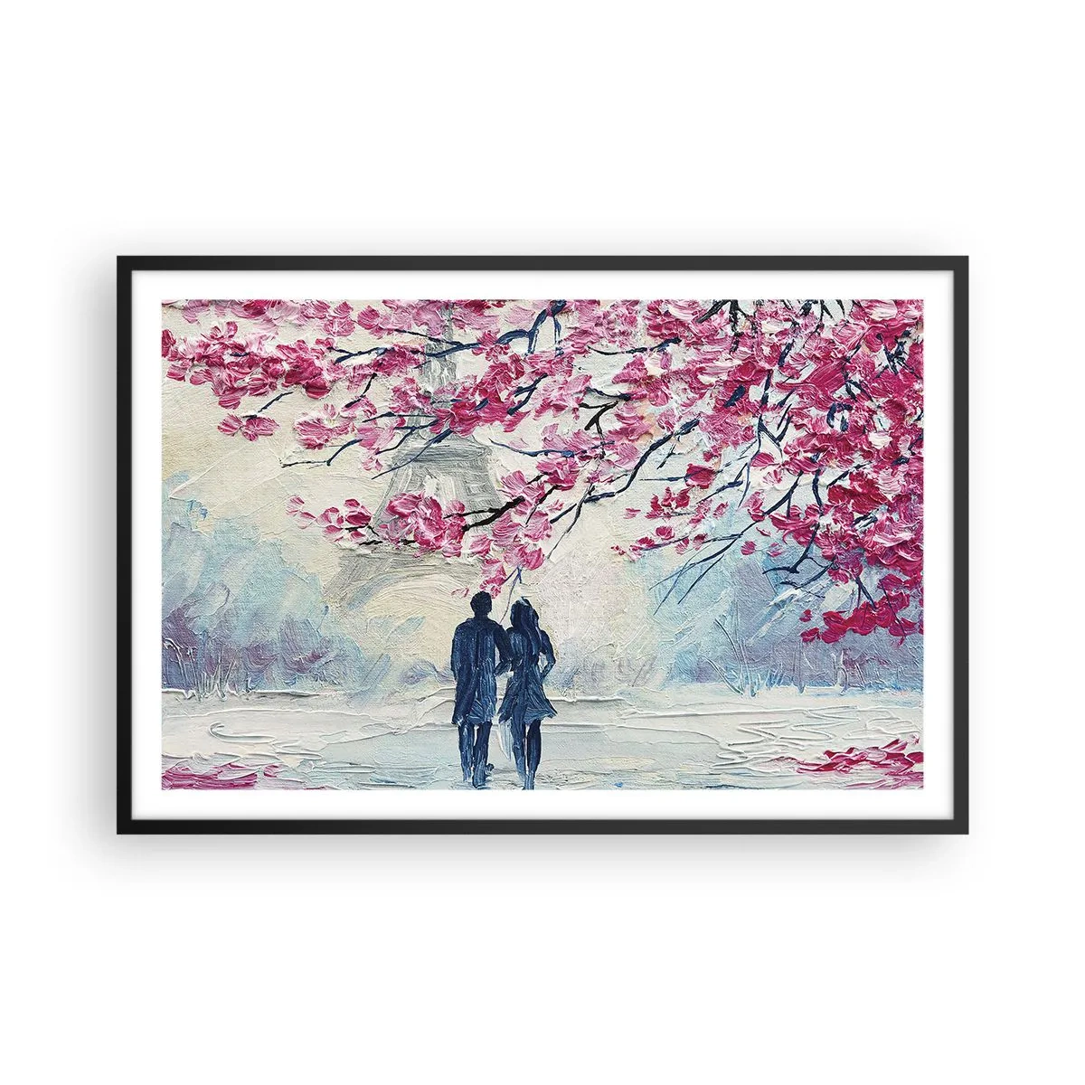 Plakat i sort ramme - Romantisk gåtur - 91x61 cm