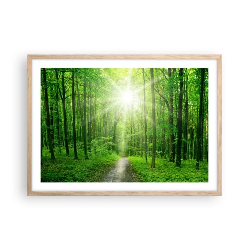 Plakat i ramme af lyst egetræ - Grøn katedral - 70x50 cm