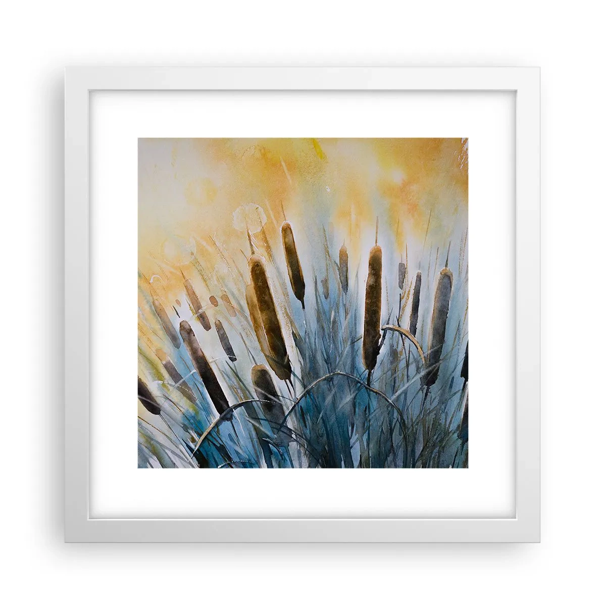 Plakat i hvid ramme - Vandets kulde, solens varme - 30x30 cm