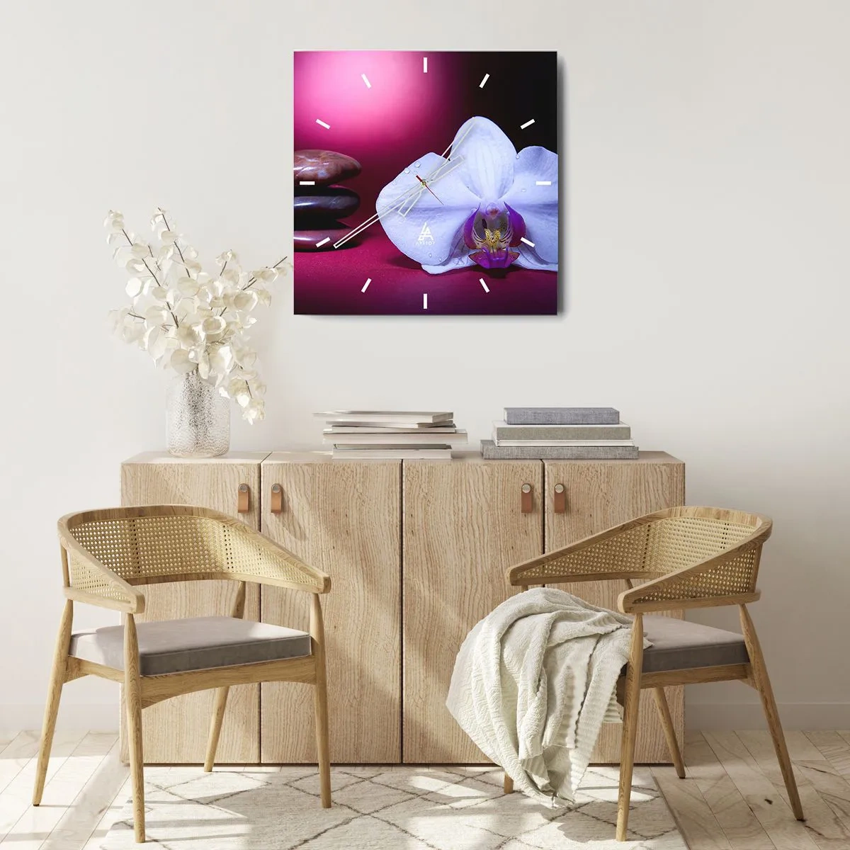 Vægur, Uret - En undersøgelse af friskhed i lilla - 40x40 cm