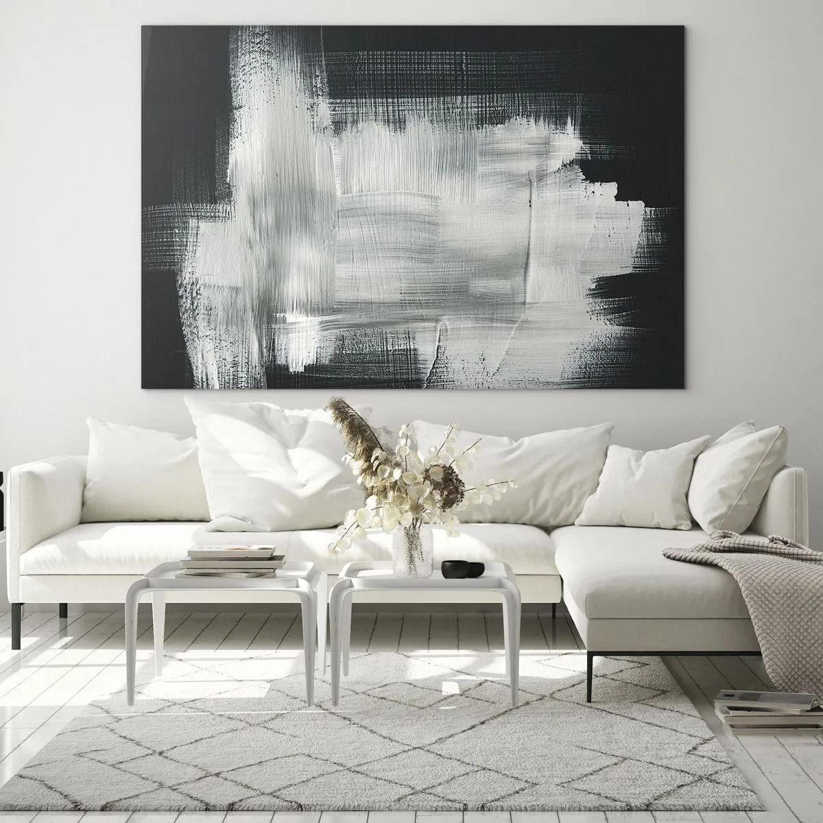 Billede på glas - Vævet af det lodrette og det vandrette - 120x80 cm