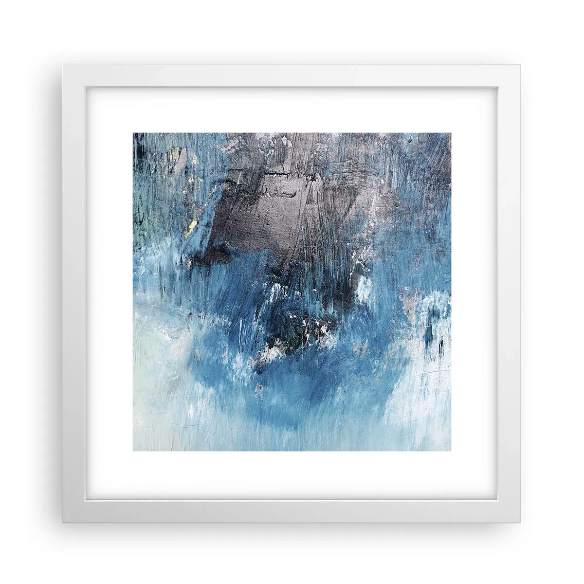 Plakat i hvid ramme - Blå rapsodi - 30x30 cm