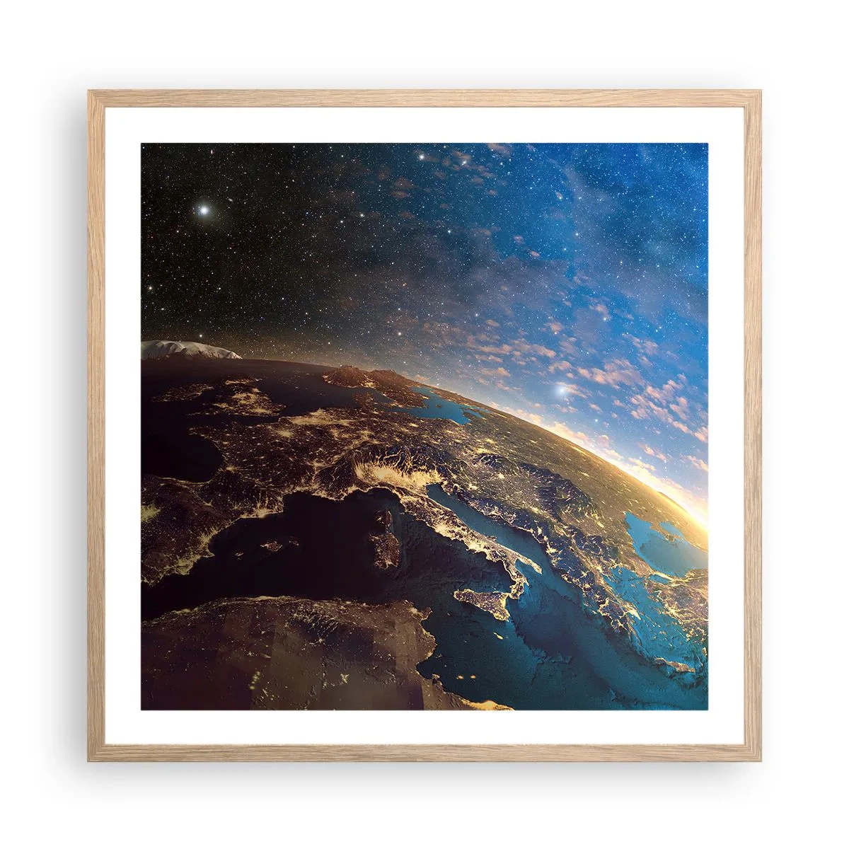 Plakat i ramme af lyst egetræ - Lad os se på hinanden på afstand - 60x60 cm