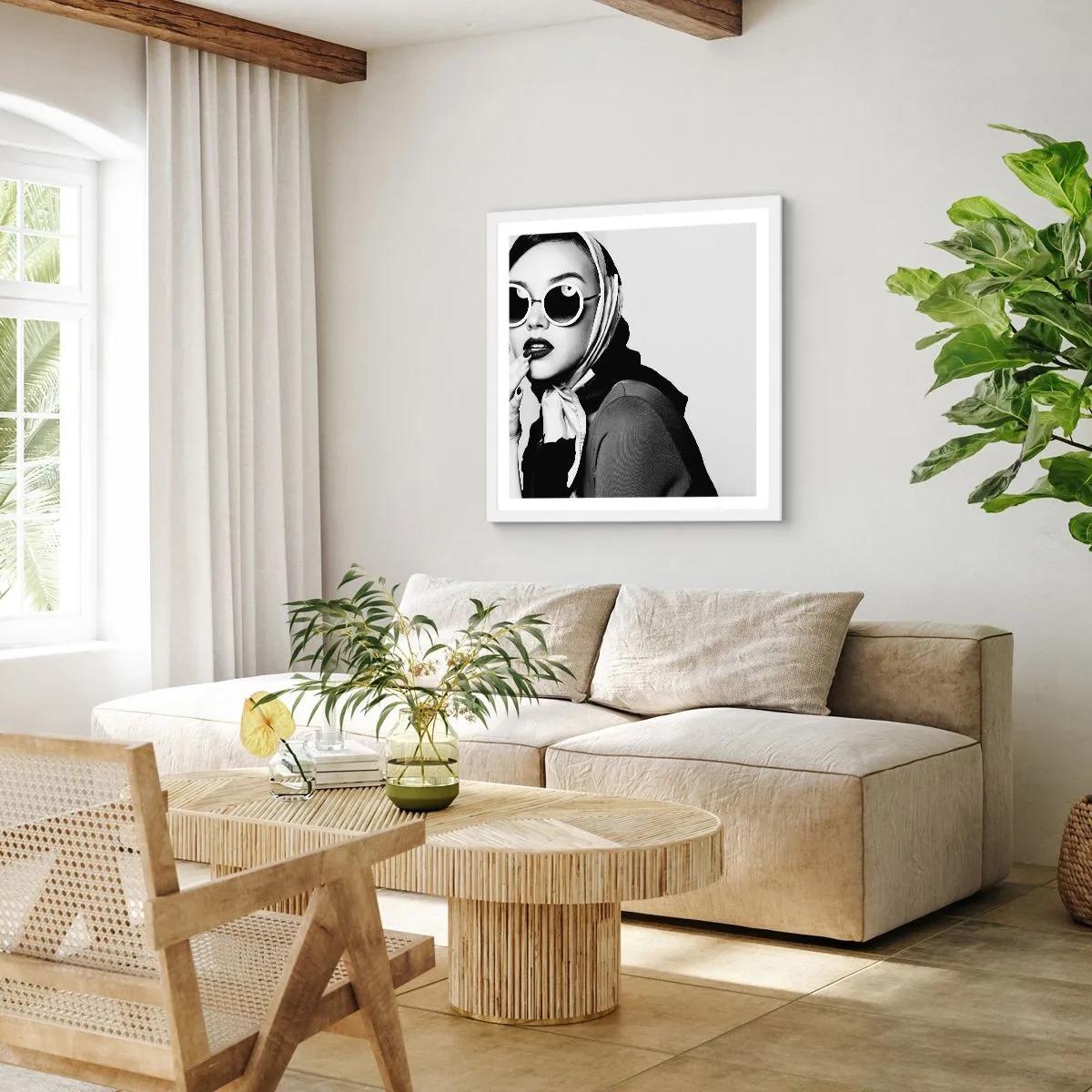 Plakat i hvid ramme - Hilsner fra 1960'erne. - 30x30 cm