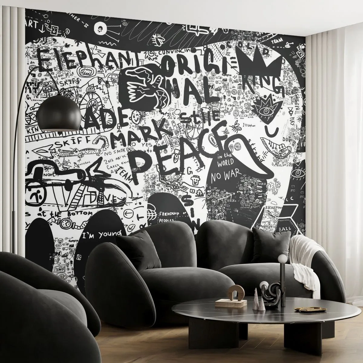 Fototapet Selvklæbende Deluxe Sticker - Gadens rige verden - Graffiti, Stykke, Grafik - 200x140 cm