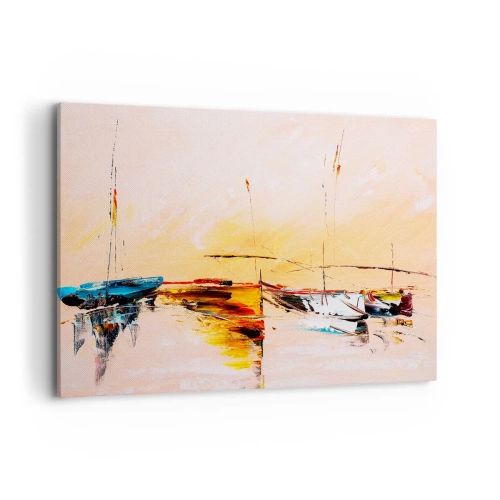 Lærredstryk - Billede på lærred - En aften i havnen - 100x70 cm