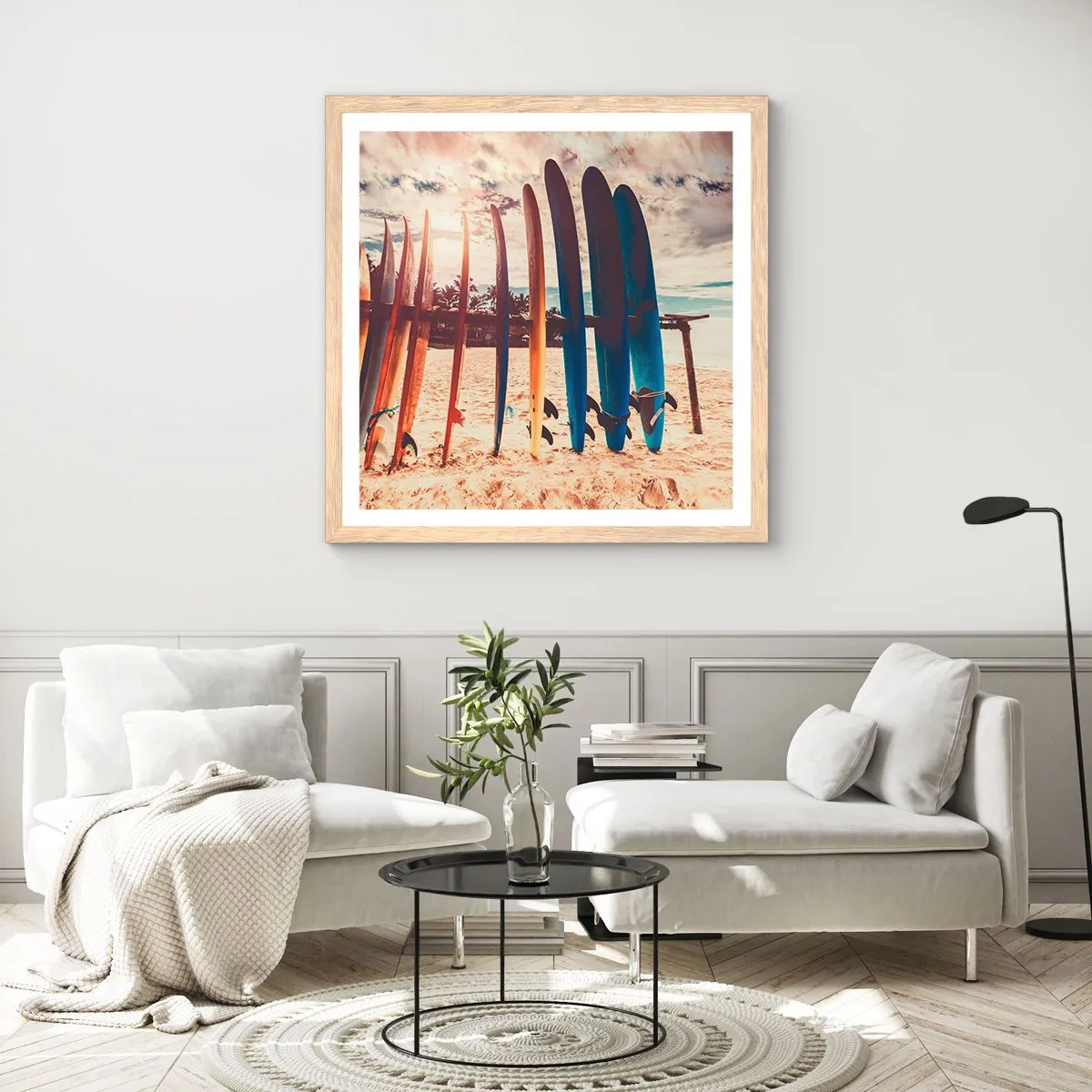 Plakat i ramme af lyst egetræ - Godnat, indtil i morgen - 60x60 cm