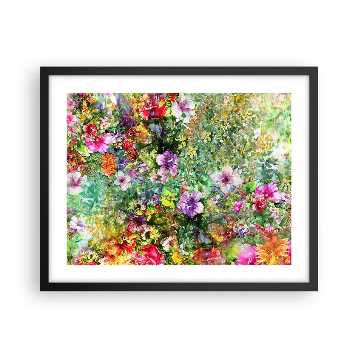 Plakat i sort ramme - Ind i blomsterne ved fortabelse - 50x40 cm