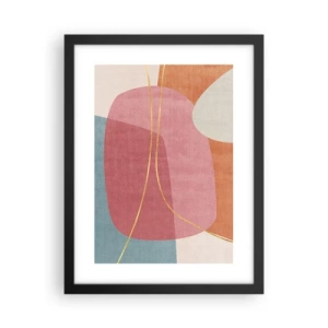 Plakat i sort ramme - Pastelkomposition med guldtråd - 30x40 cm