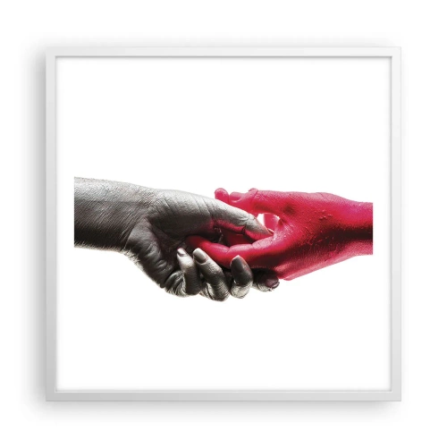 Plakat i hvid ramme - Sammen, om end forskellige - 60x60 cm