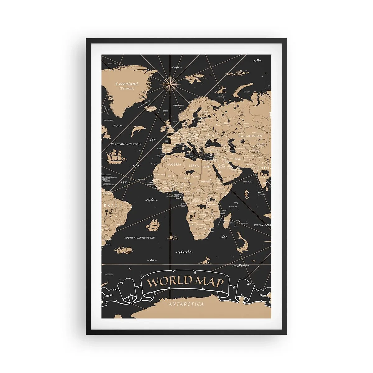 Plakat i sort ramme - Grænserne for min verden - 61x91 cm
