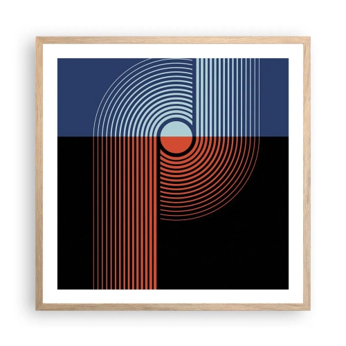 Plakat i ramme af lyst egetræ - I en geometrisk omfavnelse - 60x60 cm