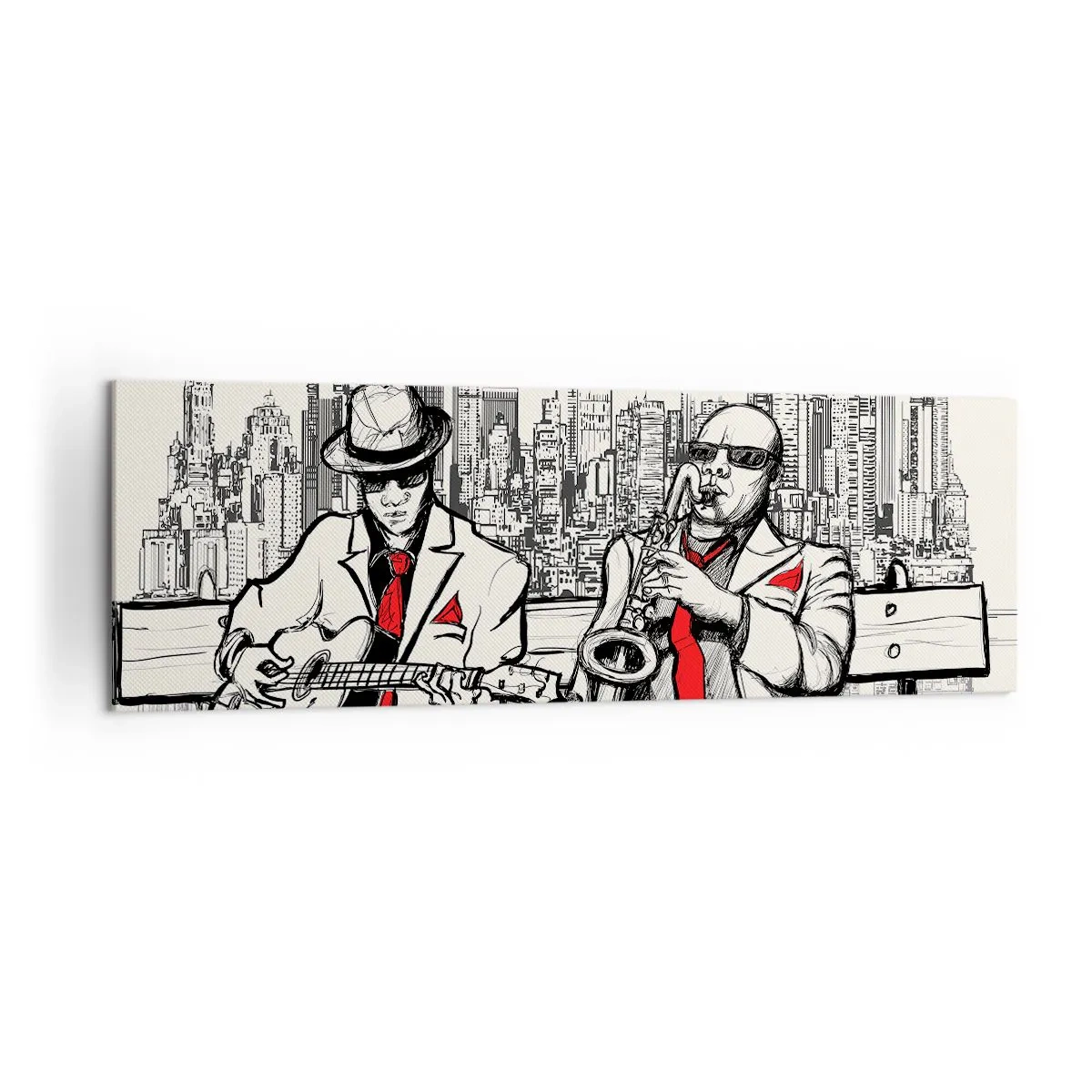 Lærredstryk - Billede på lærred - New York improvisation - 160x50 cm