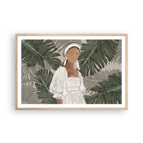 Plakat i ramme af lyst egetræ - Eksotisk portræt - 91x61 cm