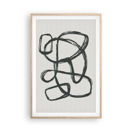 Plakat i ramme af lyst egetræ - Loopet abstraktion - 61x91 cm