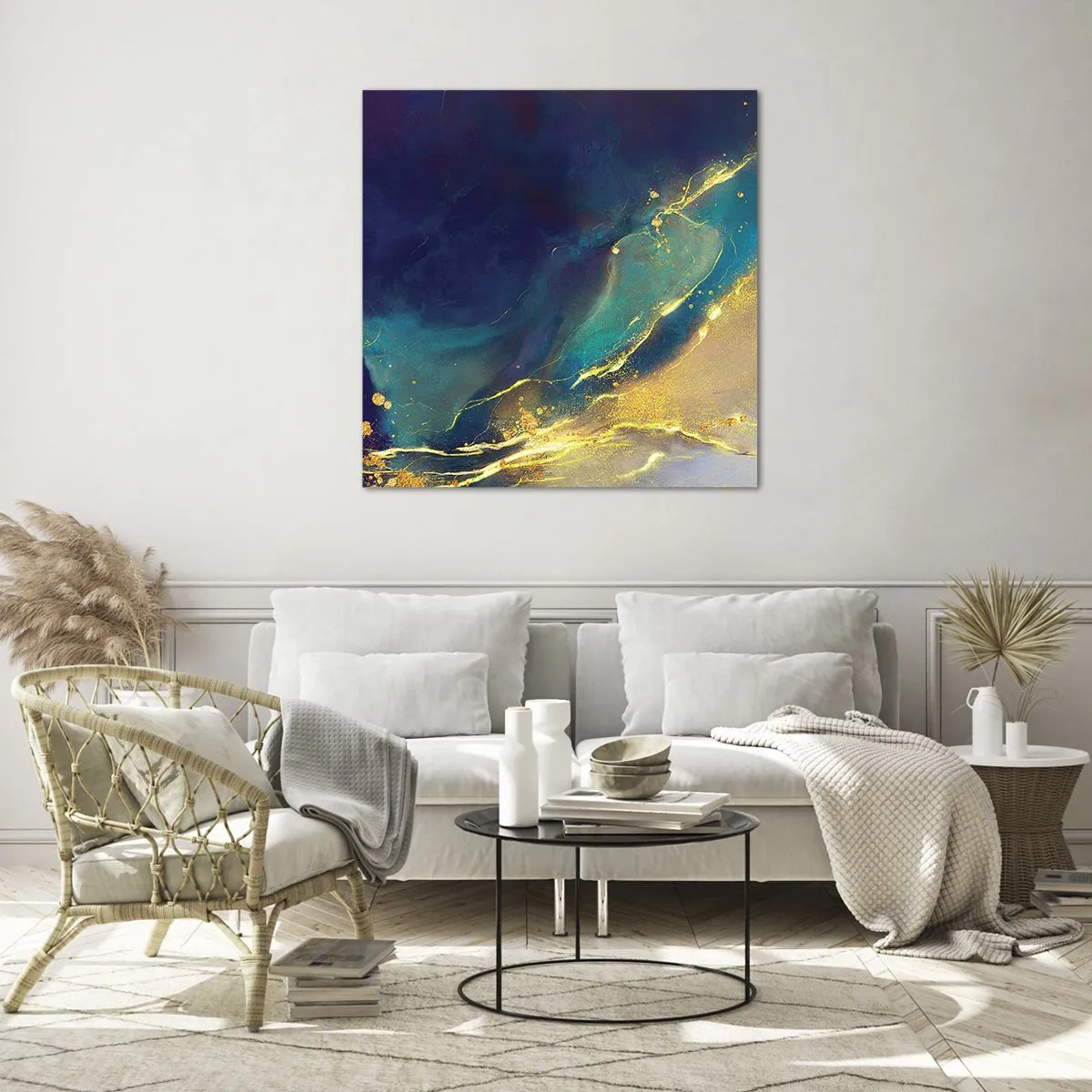 Billede på glas - Gylden marsk - 50x50 cm