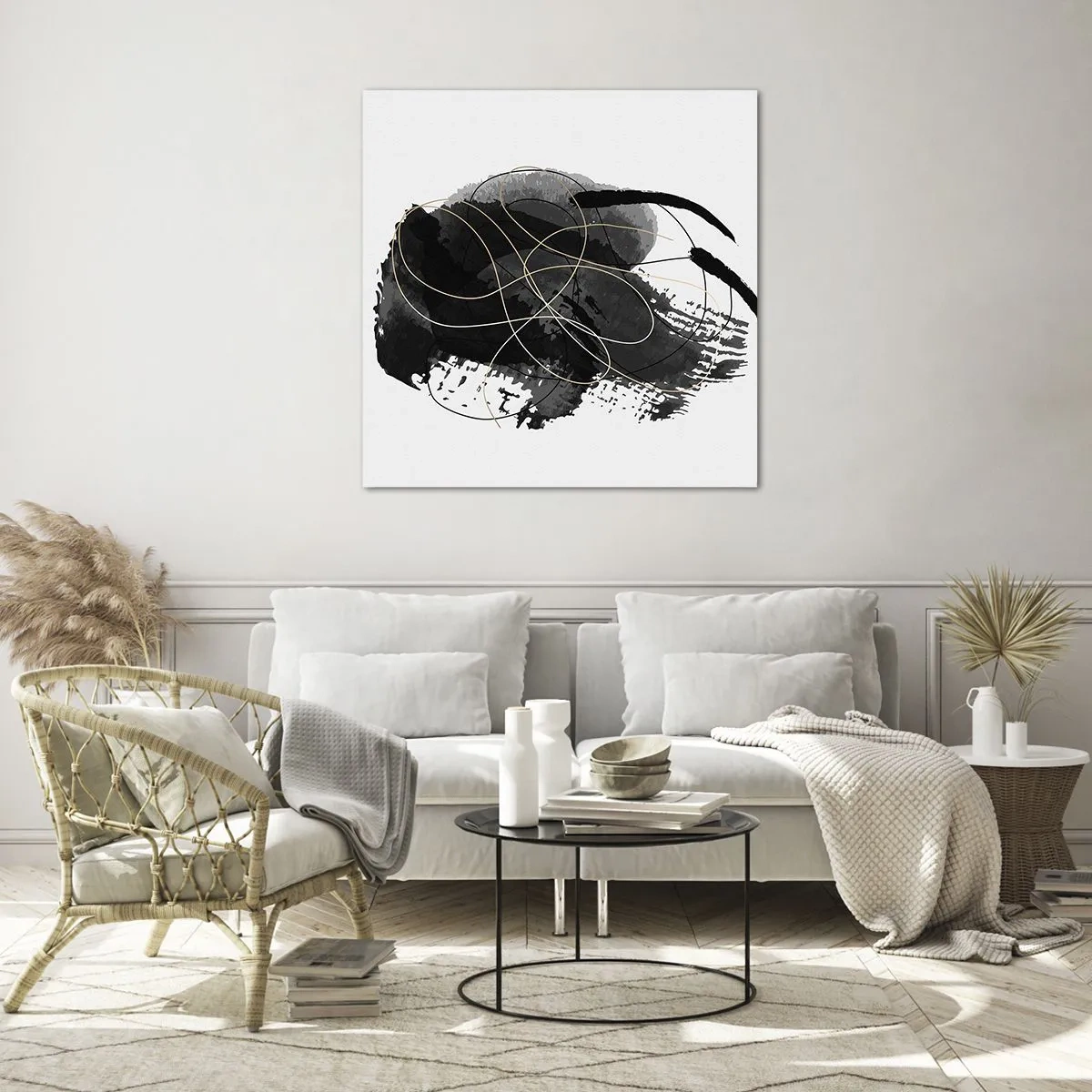 Billede på glas - Kom frem fra det sorte - 60x60 cm