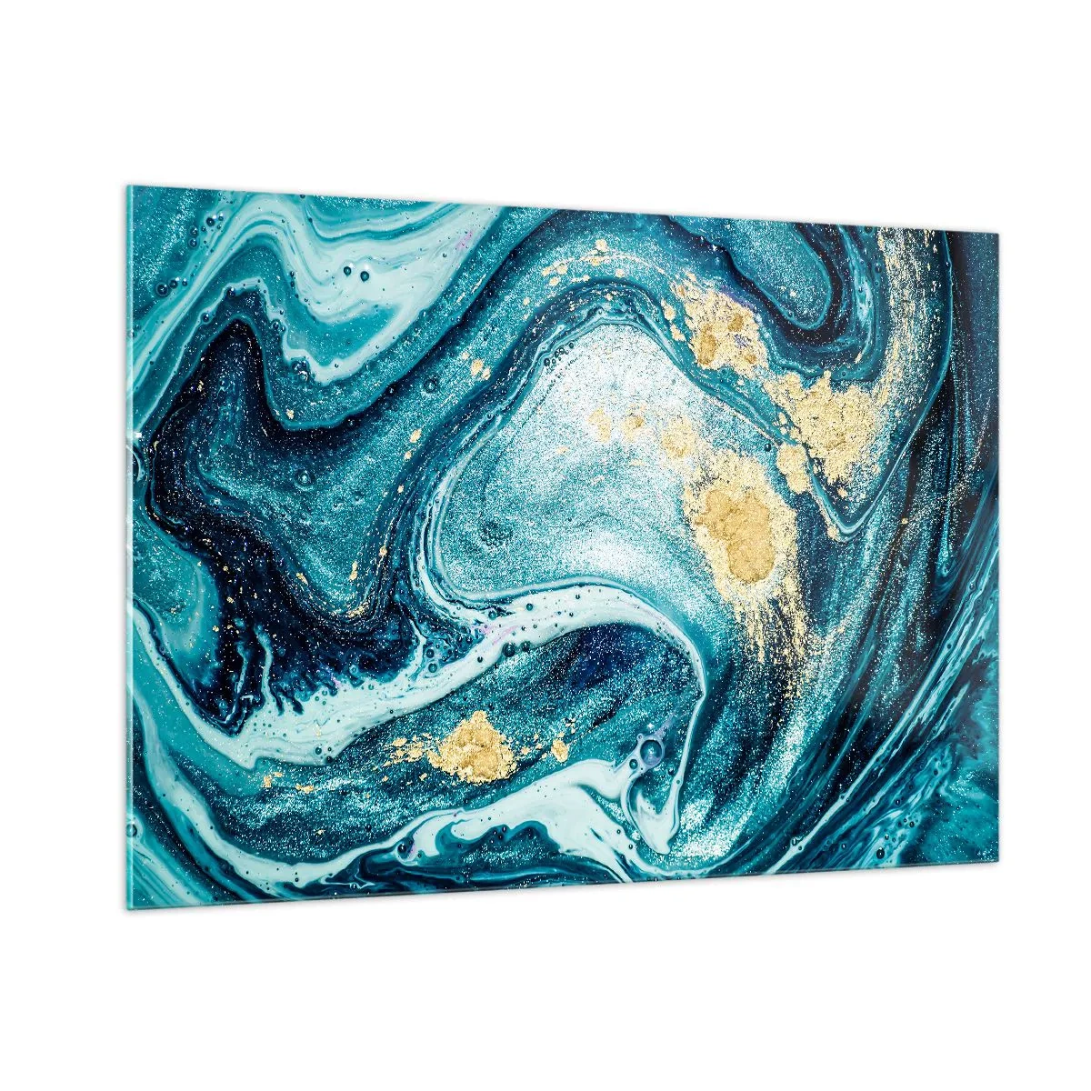 Billede på glas - Blå boblebad - 100x70 cm