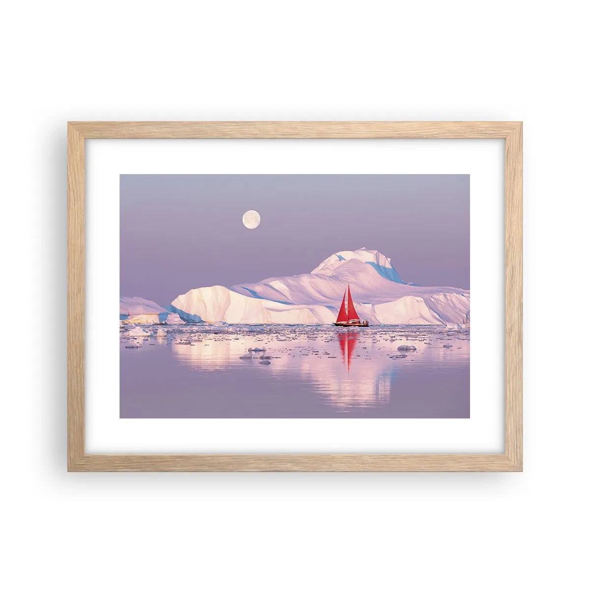 Plakat i ramme af lyst egetræ - Sejlets varme, isens kulde - 40x30 cm