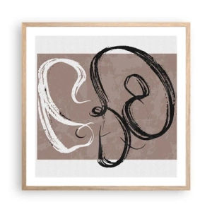 Plakat i ramme af lyst egetræ - Komposition - en søgen efter fuldstændighed - 60x60 cm