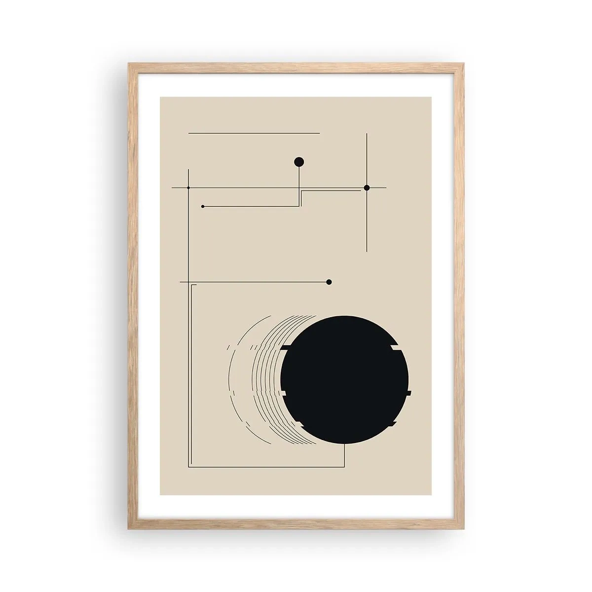 Plakat i ramme af lyst egetræ - Fjedrende og dynamisk komposition - 50x70 cm