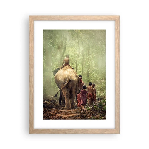 Plakat i ramme af lyst egetræ - Den nye Junglebog - 30x40 cm