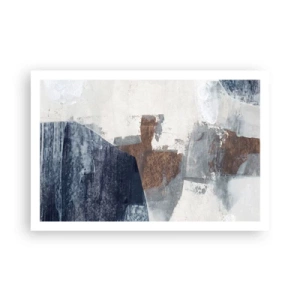 Plakat - Blåbrune former - 91x61 cm