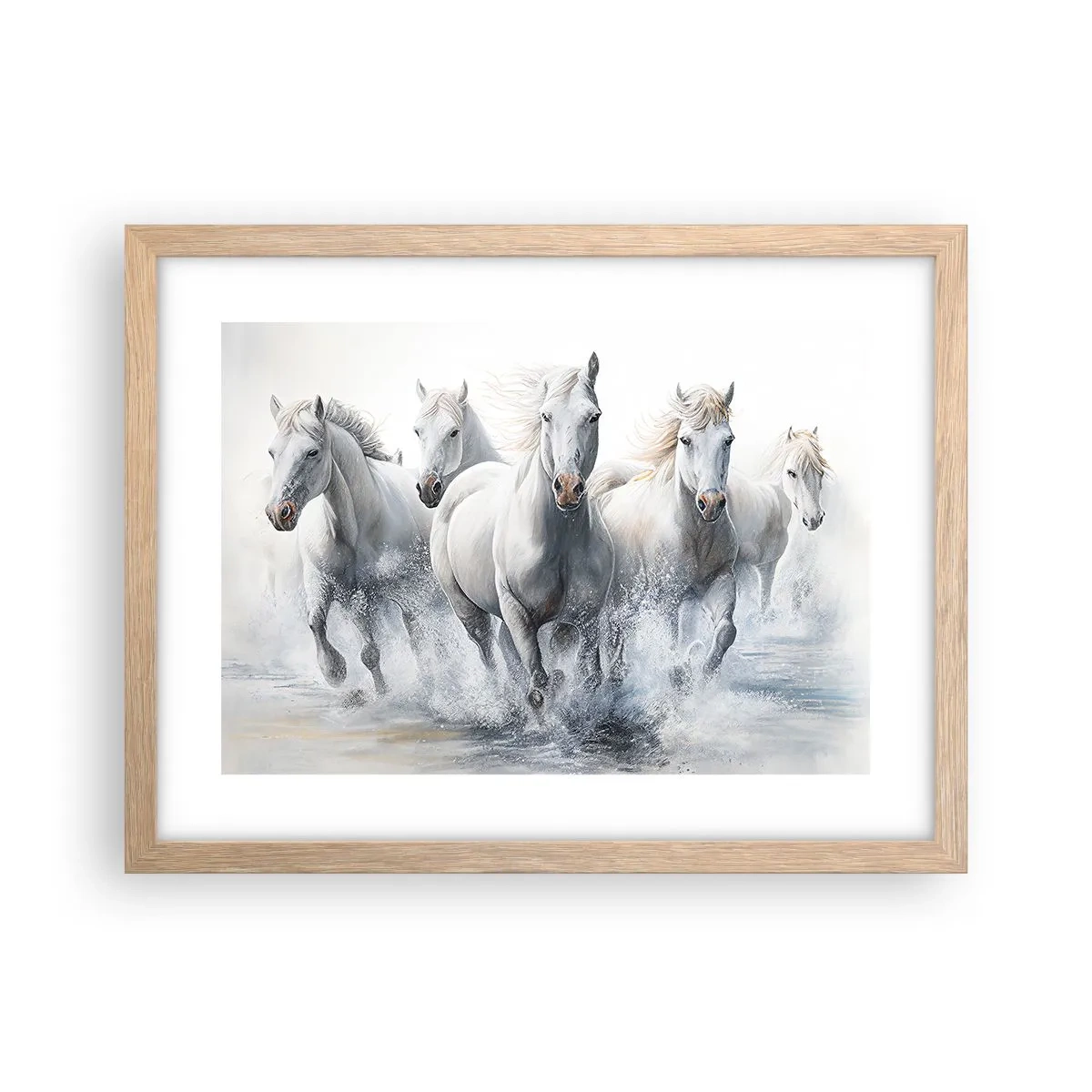 Plakat i ramme af lyst egetræ - Hvid magi - 40x30 cm