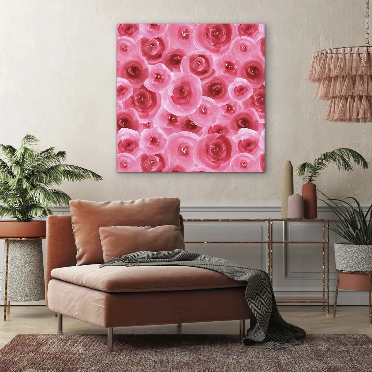 Lærredstryk - Billede på lærred - Roser under og over - 30x30 cm