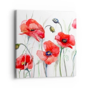 Lærredstryk - Billede på lærred - Polske blomster - 30x30 cm