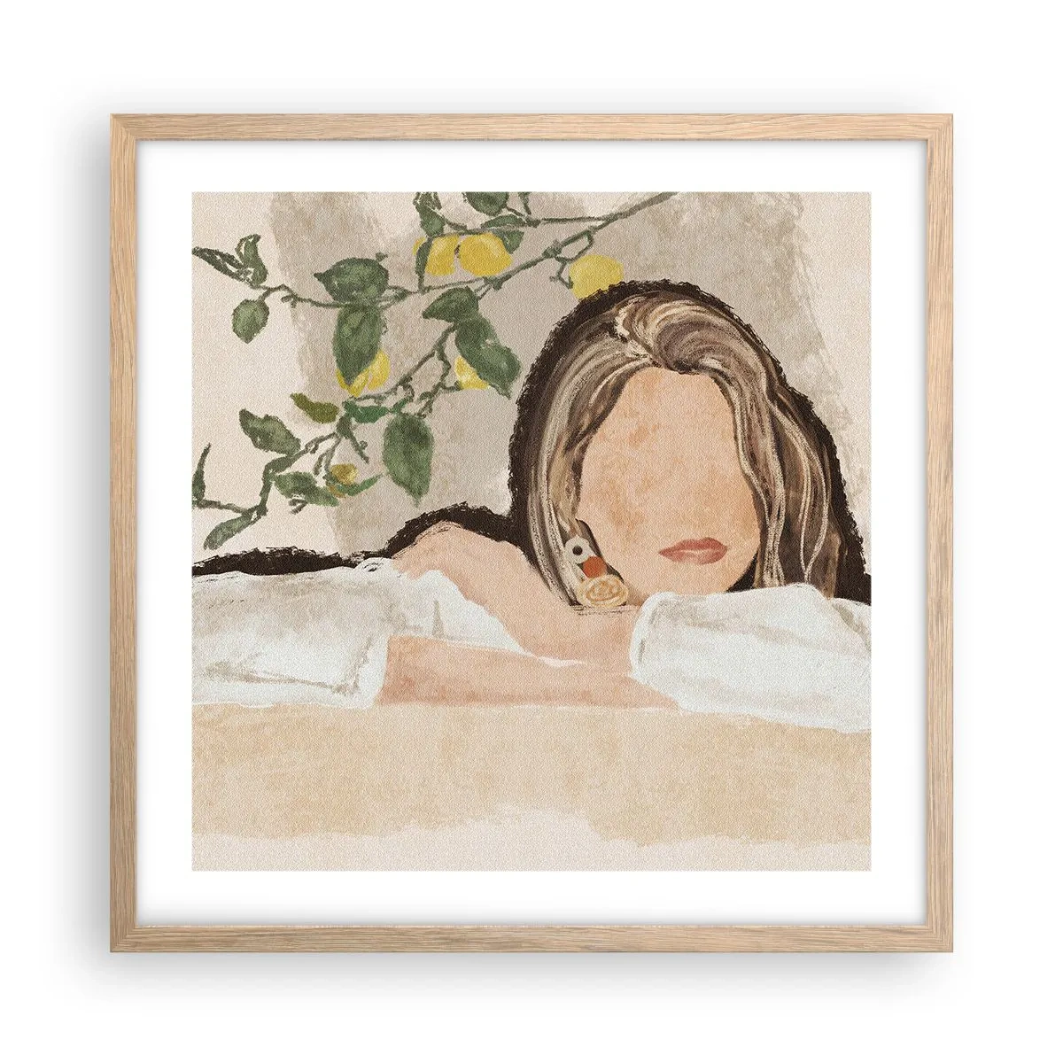 Plakat i ramme af lyst egetræ - Sydstaternes skønhed - 50x50 cm