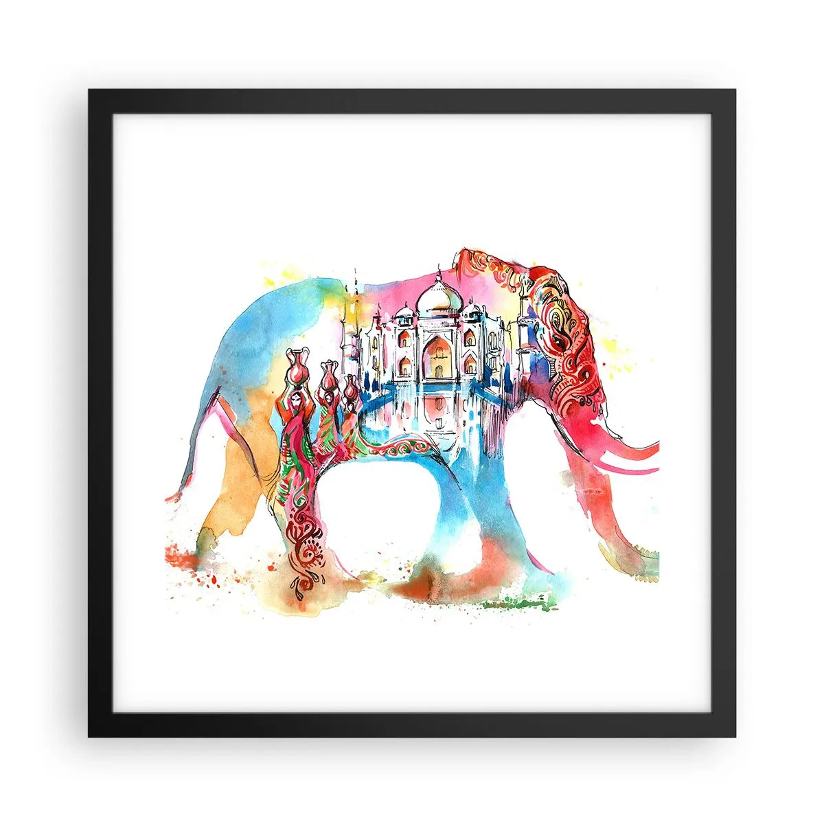 Plakat i sort ramme - Indien - kærlighedens aura - 40x40 cm