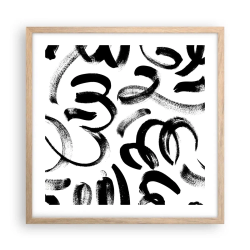 Plakat i ramme af lyst egetræ - I sort og hvidt - 50x50 cm