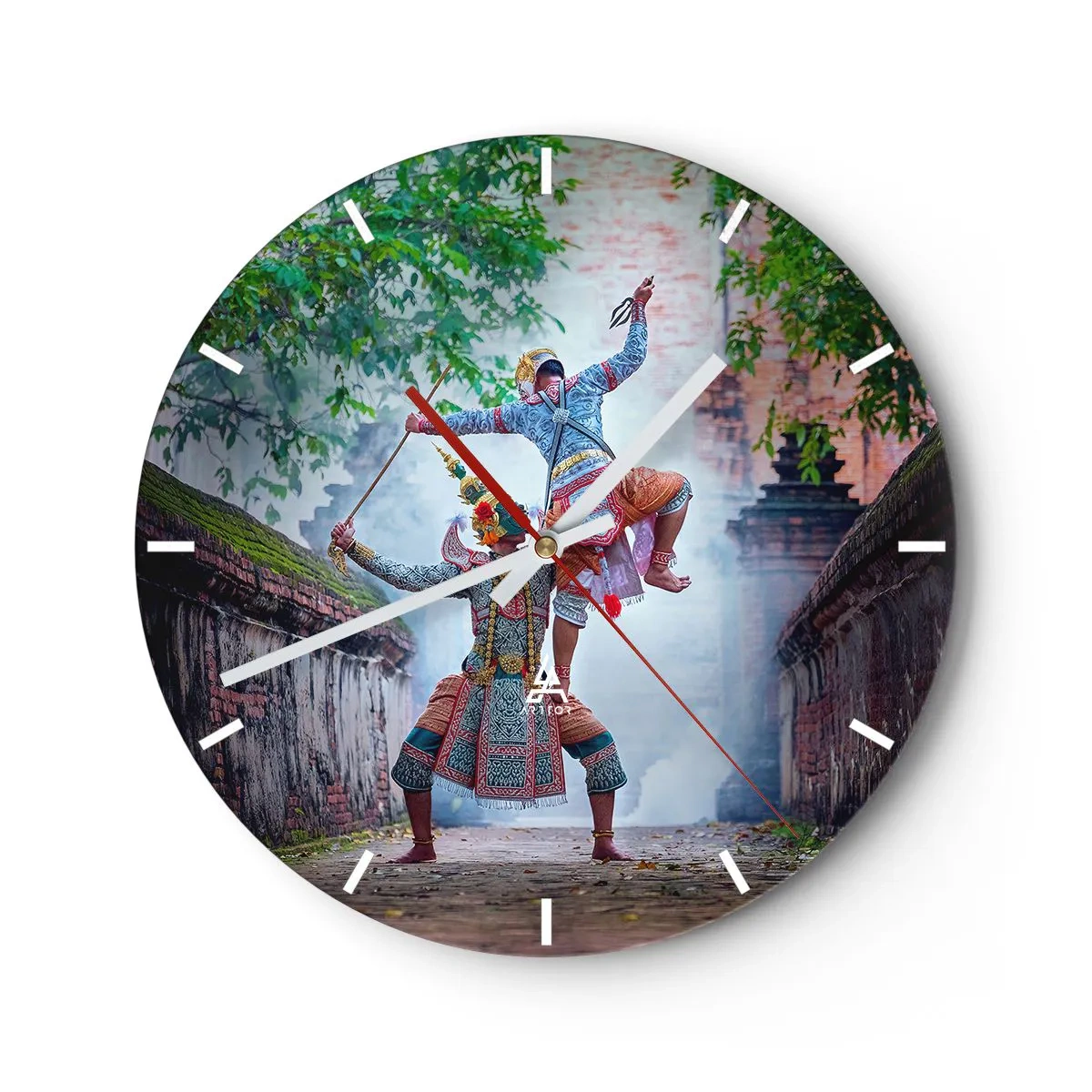 Vægur, Uret - En kulturel scene med traditionel dans i eksotiske omgivelser - 30x30cm - En dans af dødbringende skønhed - Moderne vægdekoration til stue, køkken og soveværelse ARTTOR