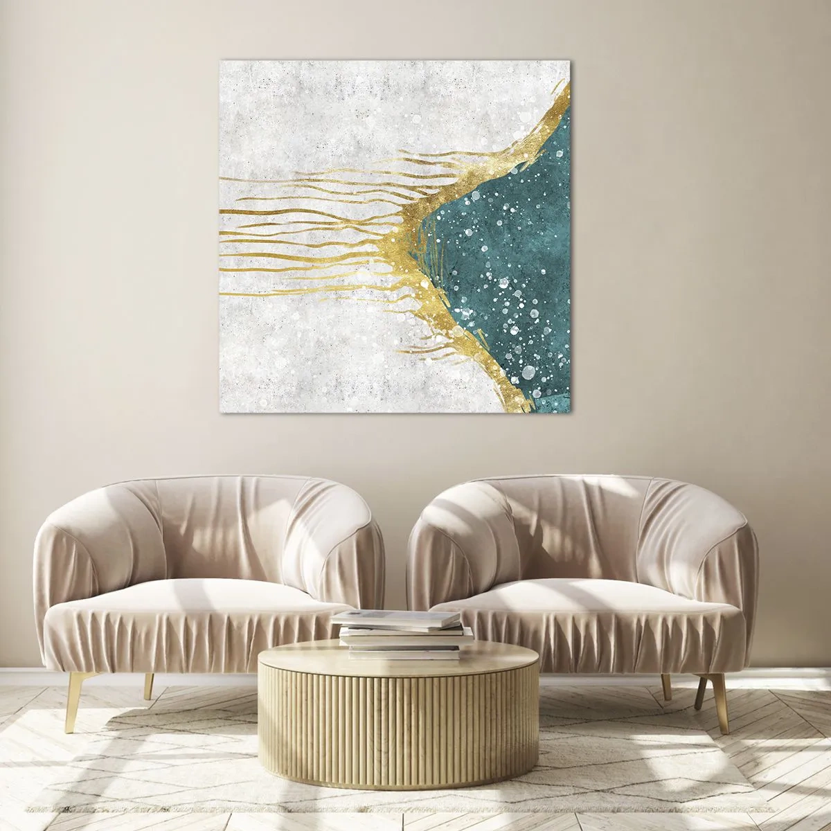 Billede på glas - Gyldent tidevand - 50x50 cm