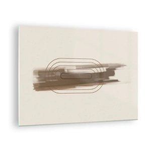 Billede på glas - Abstraktion i brune nuancer med et minimalistisk mønster - 70x50cm - Et pust af gråvejr - Moderne vægdekoration til stue og soveværelse ARTTOR