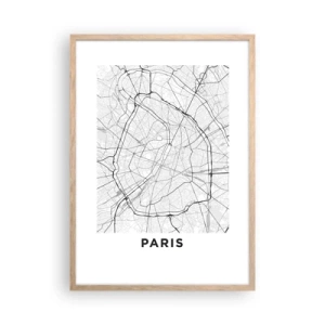 Plakat i ramme af lyst egetræ - Paris' blomst - 50x70 cm