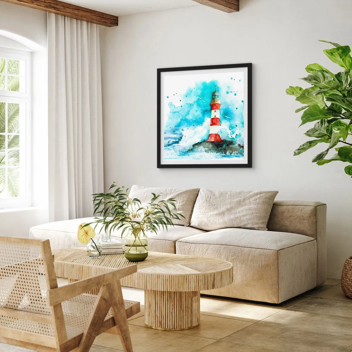 Plakat i sort ramme - Elementernes enhed - 60x60 cm