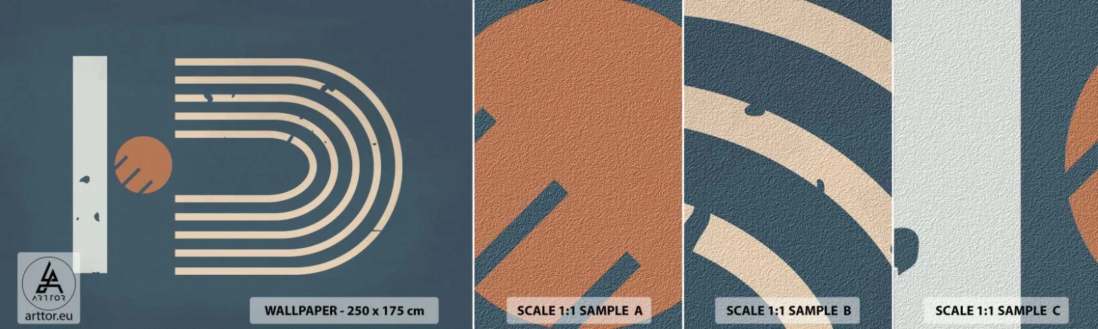 Prøve Fototapet Selvklæbende Deluxe Sticker - Geometri på granatæble - Abstraktion, Stykke, Grafik - 100x30 cm