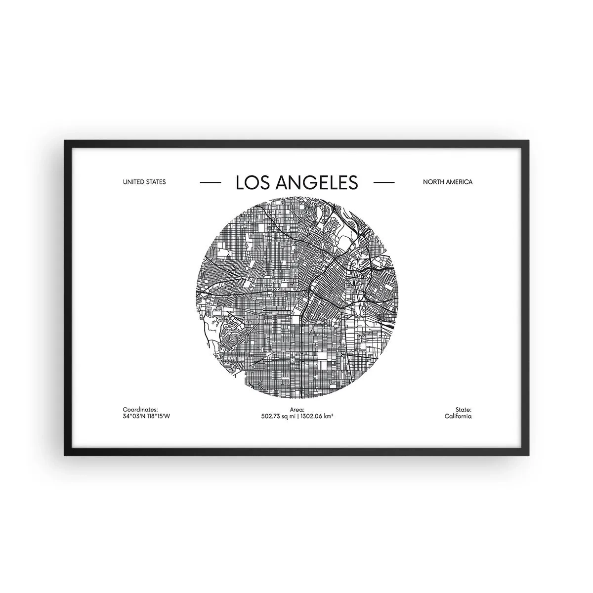 Plakat i sort ramme - Los Angeles' anatomi - 91x61 cm