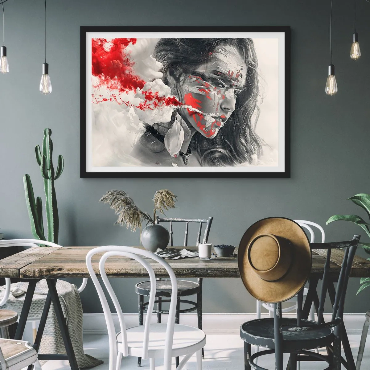 Plakat i sort ramme - I det absurdes damp - 100x70 cm