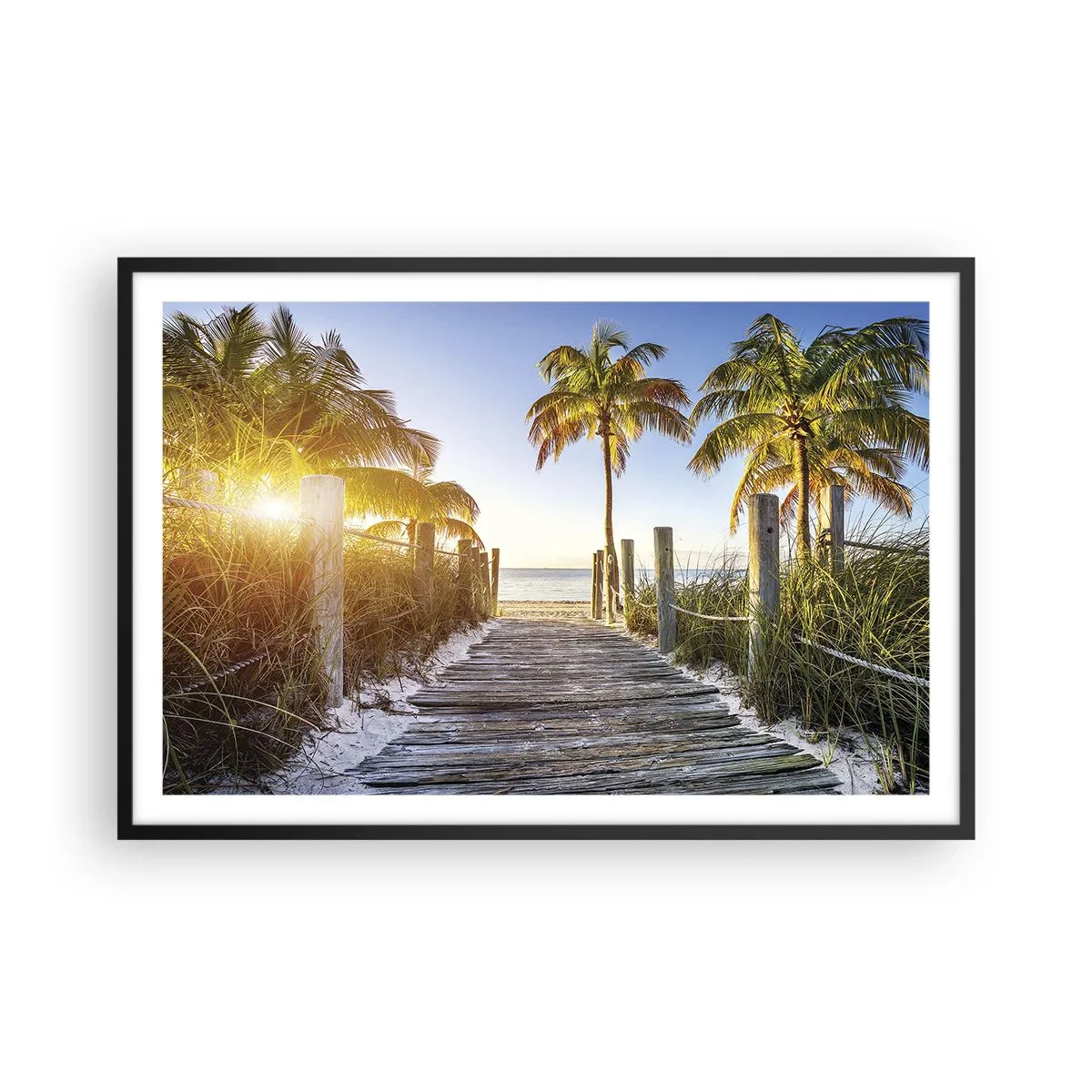 Plakat i sort ramme - Direkte til paradis - 91x61 cm